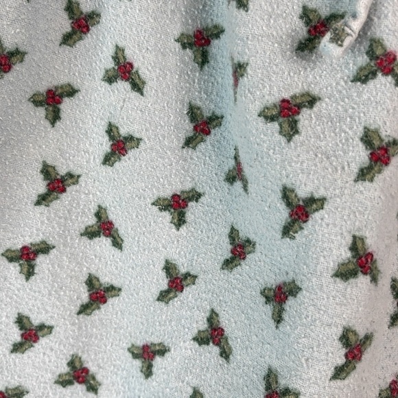 VINTAGE Holly Christmas Pajama Shorts Blue Flannel Drawstring Elastic Girls L 14 - Picture 3 of 8